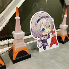 Tokyo Tower miniatures with an anime character display in Japan